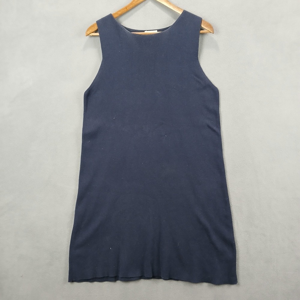 Limited America Sweater Dress Womens Large Navy Blue Knitted Cotton Sleeveless